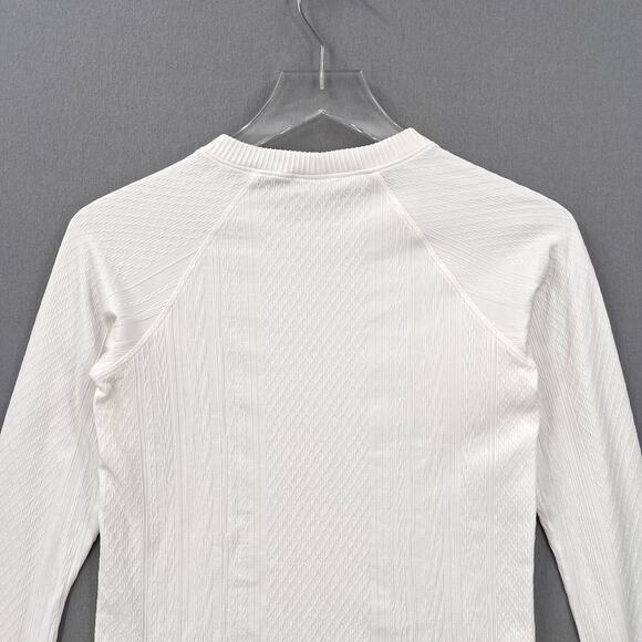 LULULEMON Rest Less Pullover Top Womens 4 White Long Sleeve Crew Neck Cable - Picture 4 of 13